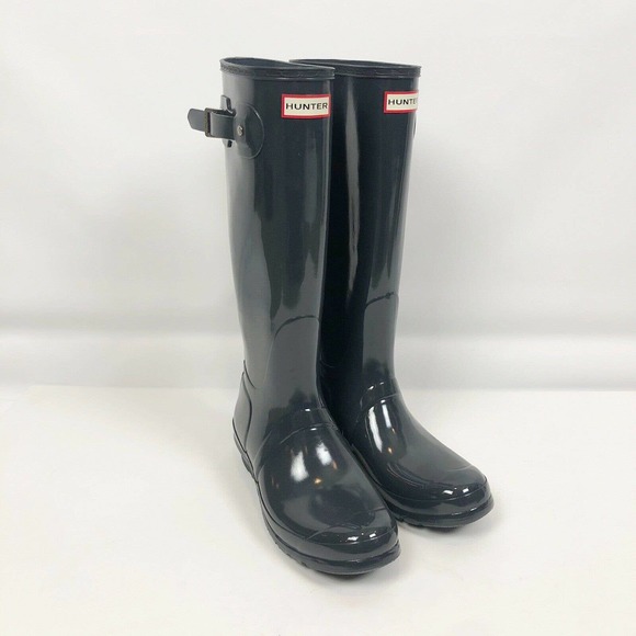 hunter women's original tall rain boots dark slate